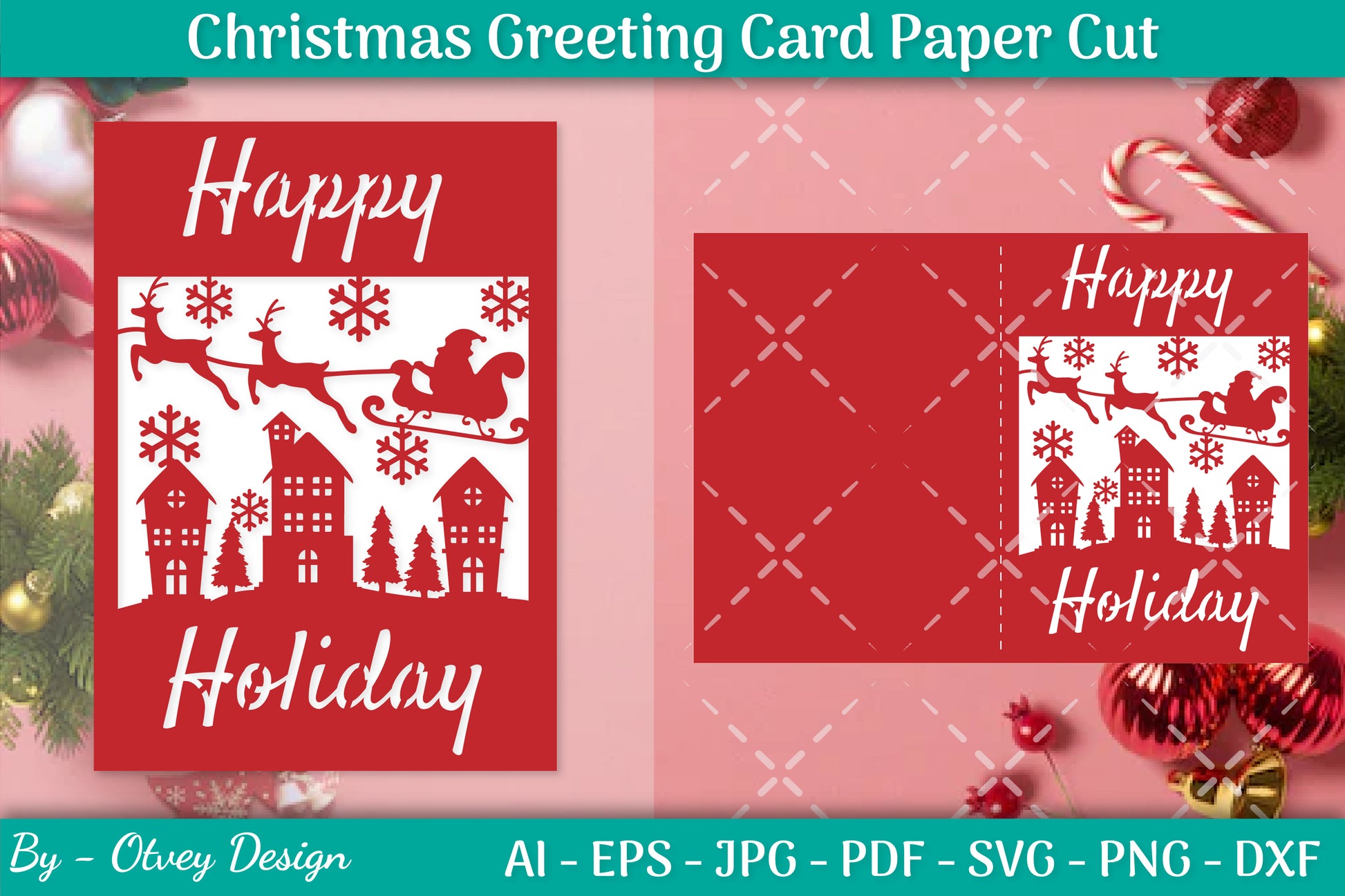 Christmas Greeting Card Paper Cut SVG Bundle 3 - CraftNest - Digital Crafting and Art