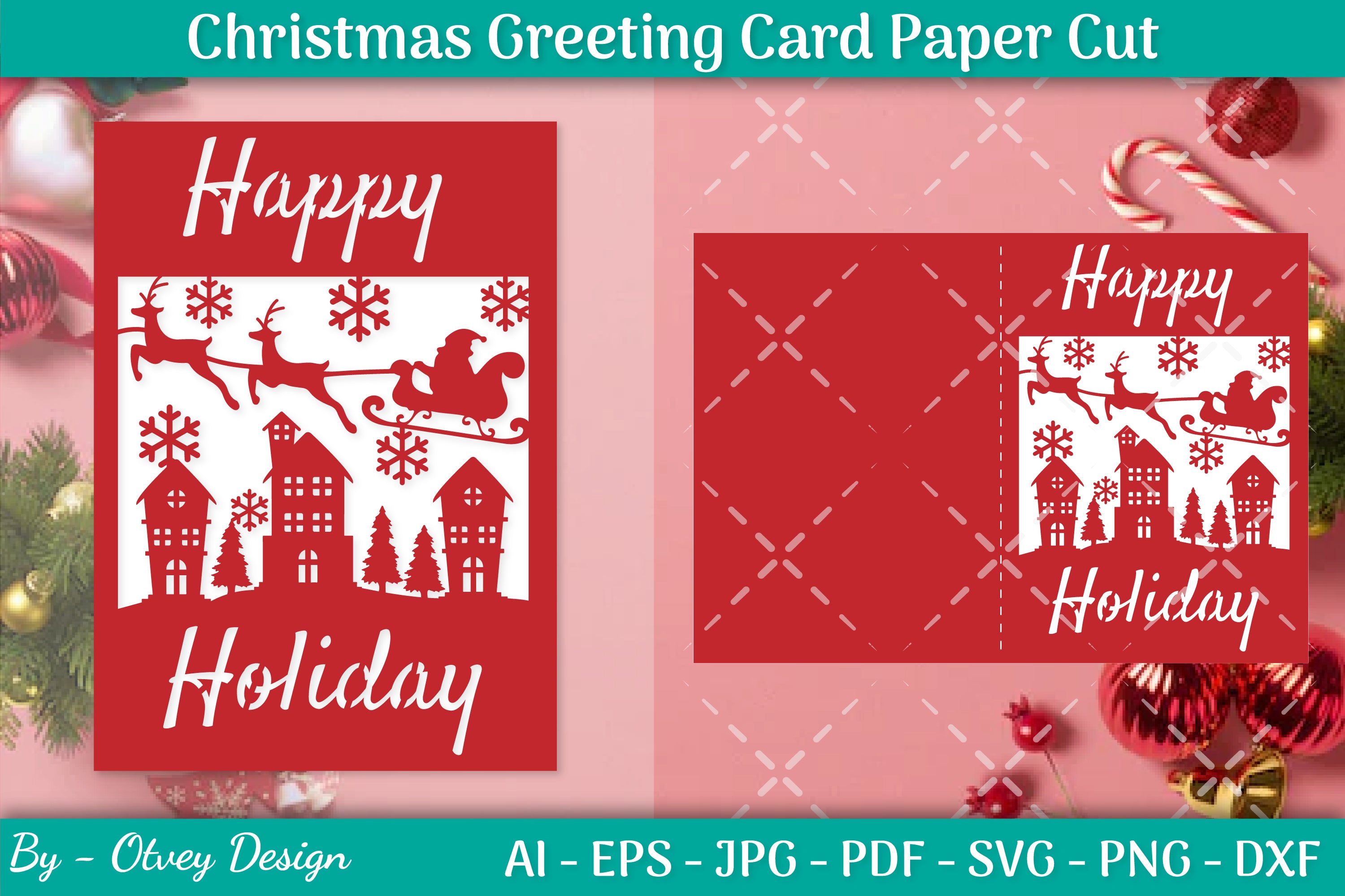 Christmas Greeting Card Paper Cut SVG Bundle 3 - CraftNest - Digital Crafting and Art