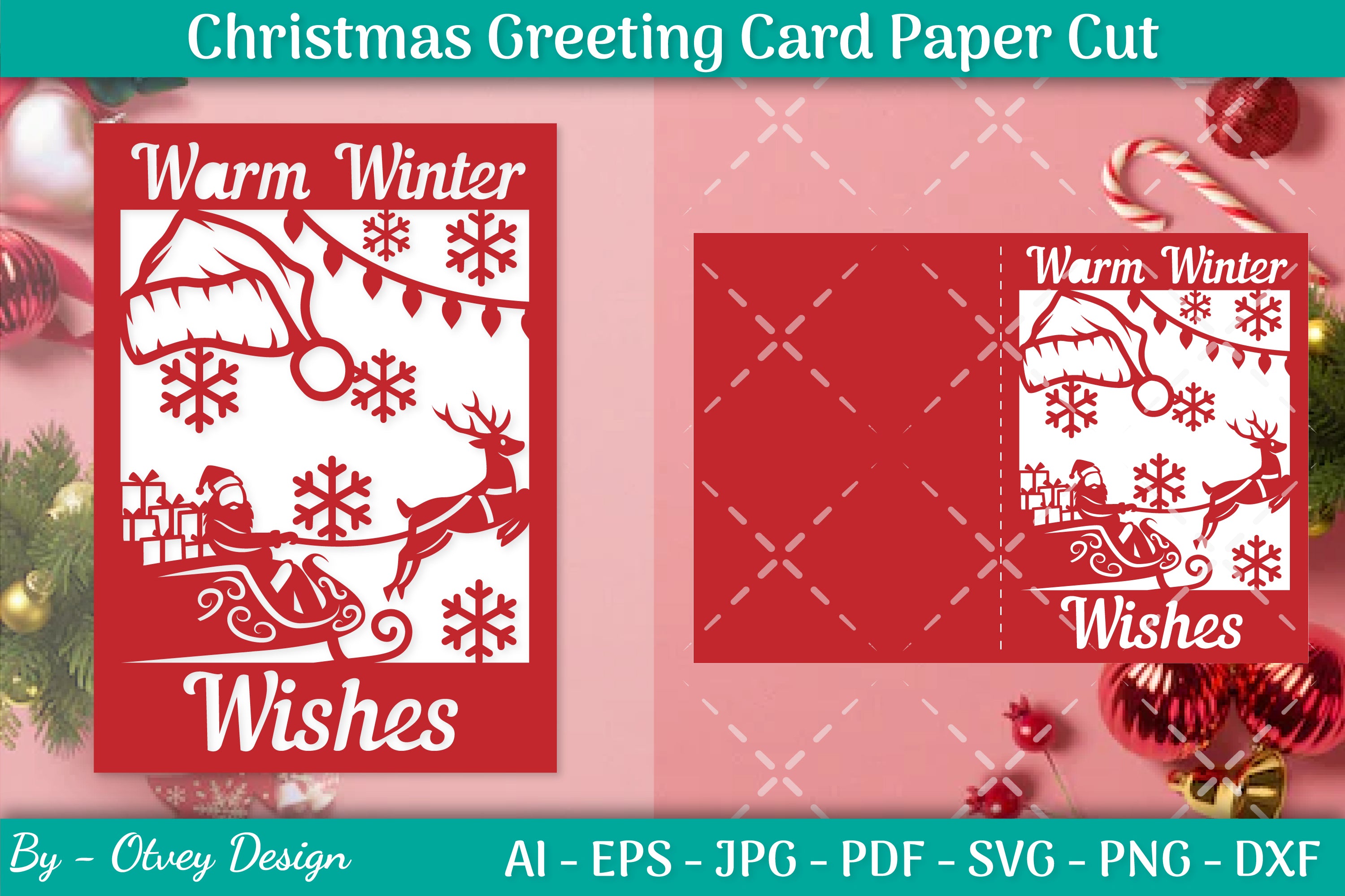 Christmas Greeting Card Paper Cut SVG Bundle 5 - CraftNest - Digital Crafting and Art