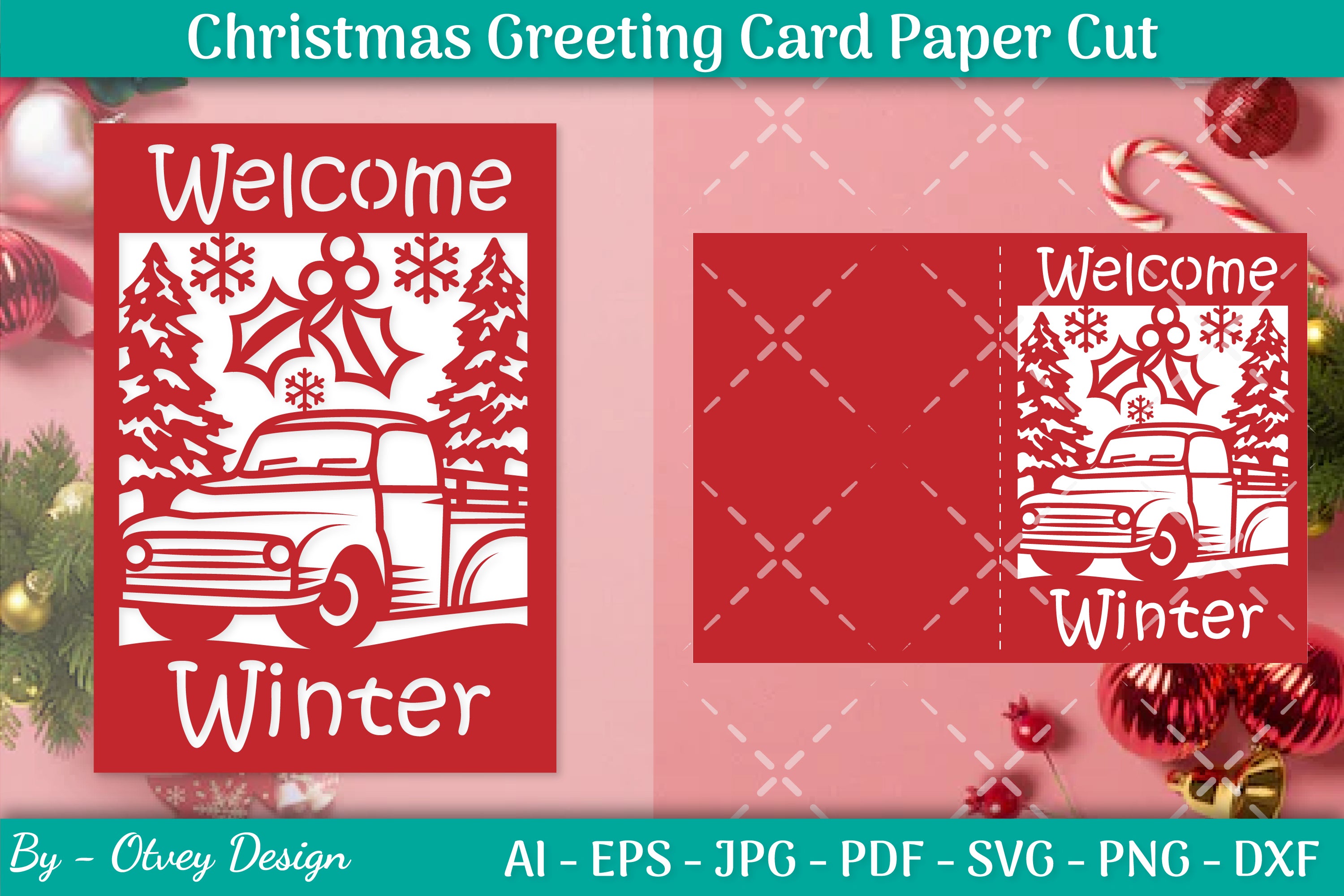 Christmas Greeting Card Paper Cut SVG Bundle 6 - CraftNest - Digital Crafting and Art