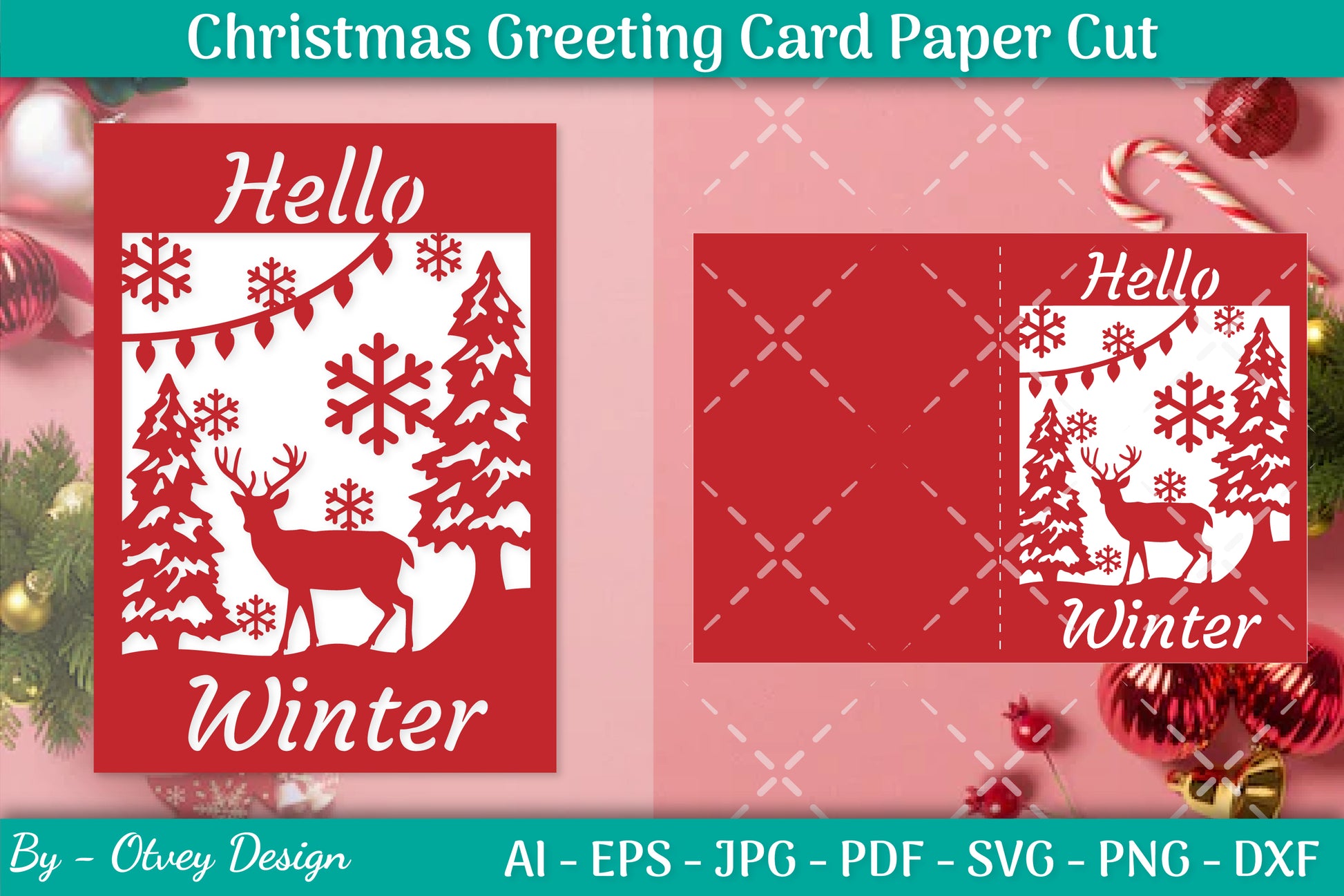 Christmas Greeting Card Paper Cut SVG Bundle 7 - CraftNest - Digital Crafting and Art