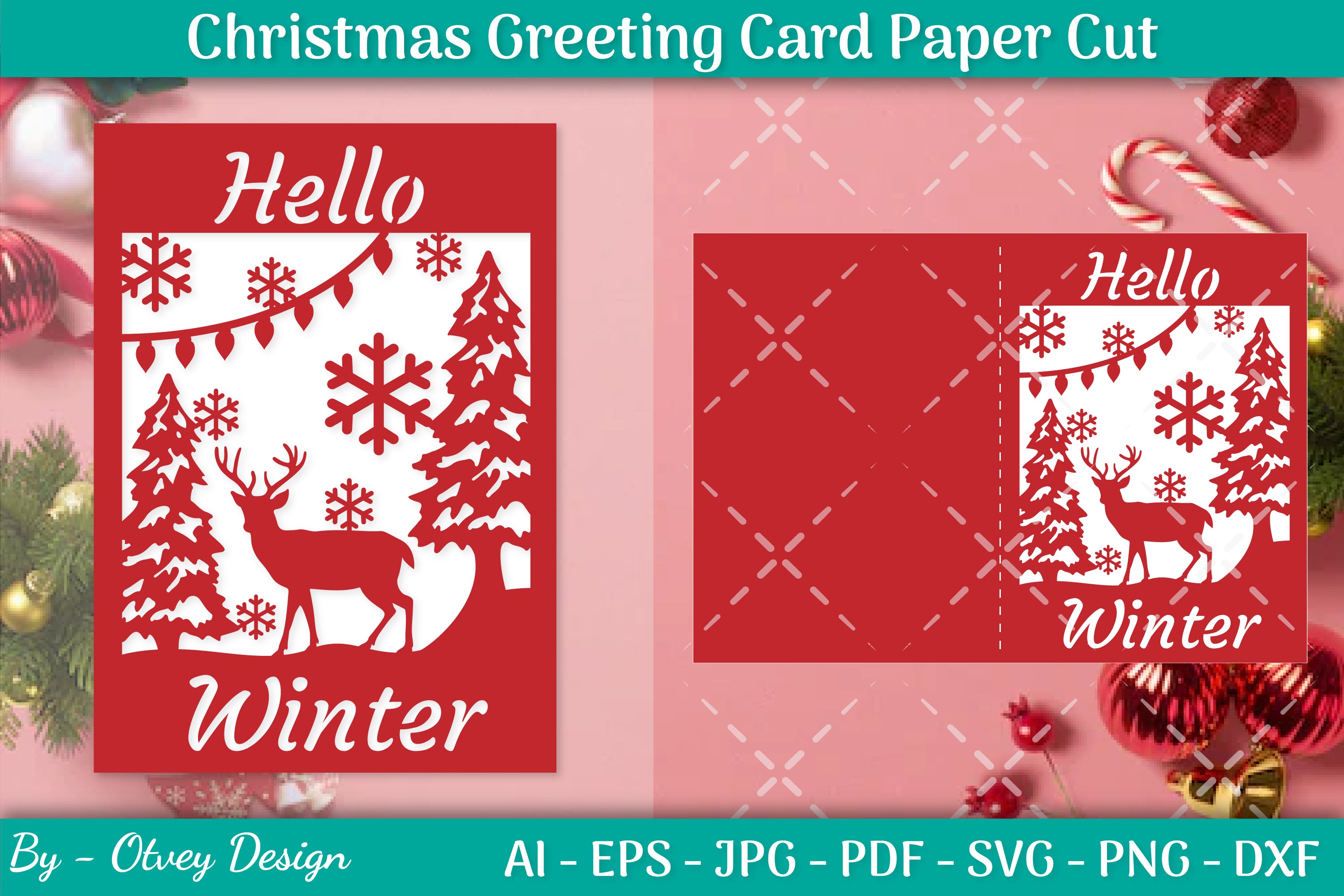 Christmas Greeting Card Paper Cut SVG Bundle 7 - CraftNest - Digital Crafting and Art