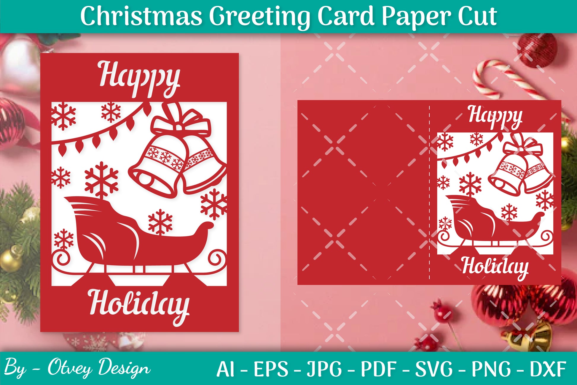 Christmas Greeting Card Paper Cut SVG Bundle 8 - CraftNest - Digital Crafting and Art