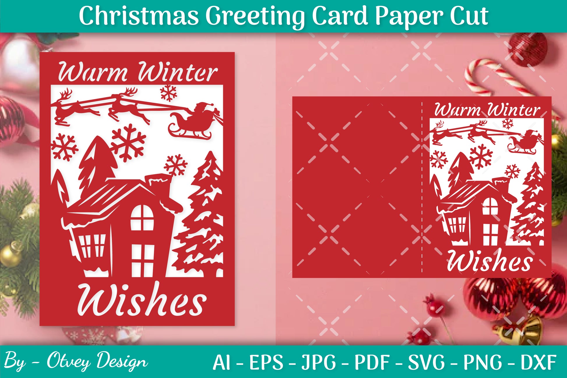 Christmas Greeting Card Paper Cut SVG Bundle - CraftNest - Digital Crafting and Art
