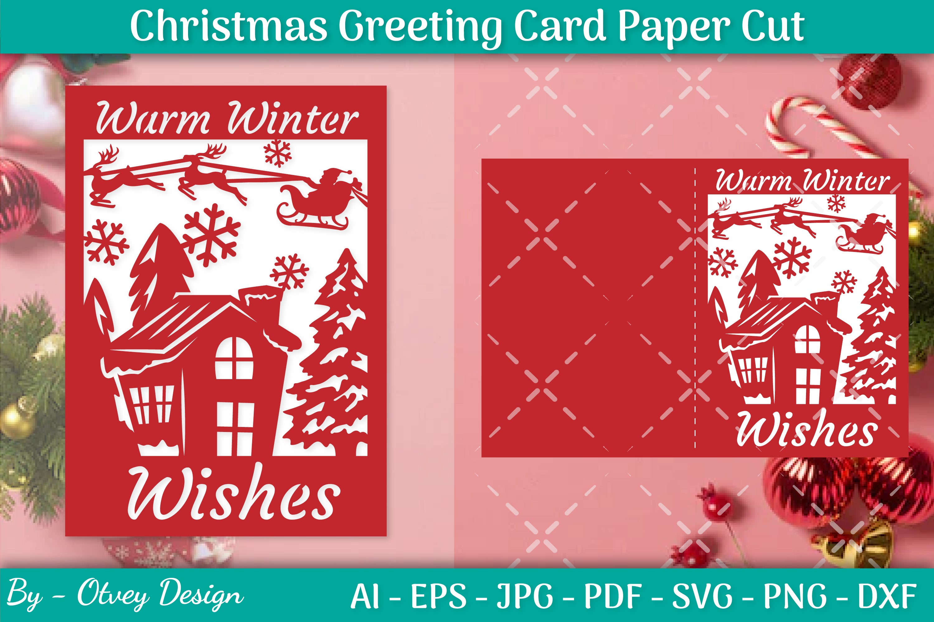 Christmas Greeting Card Paper Cut SVG Bundle - CraftNest - Digital Crafting and Art