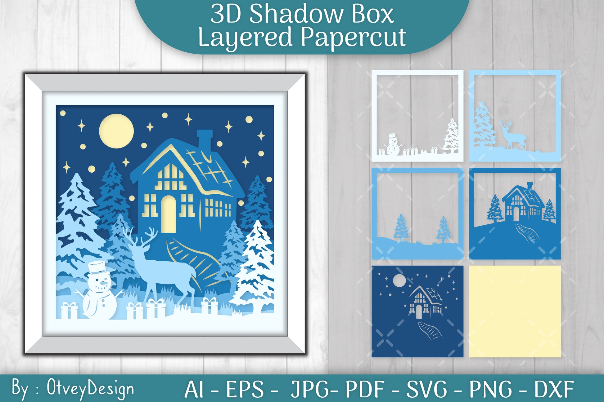 Christmas House Scene 3D Shadow Box SVG Bundle - CraftNest - Digital Crafting and Art