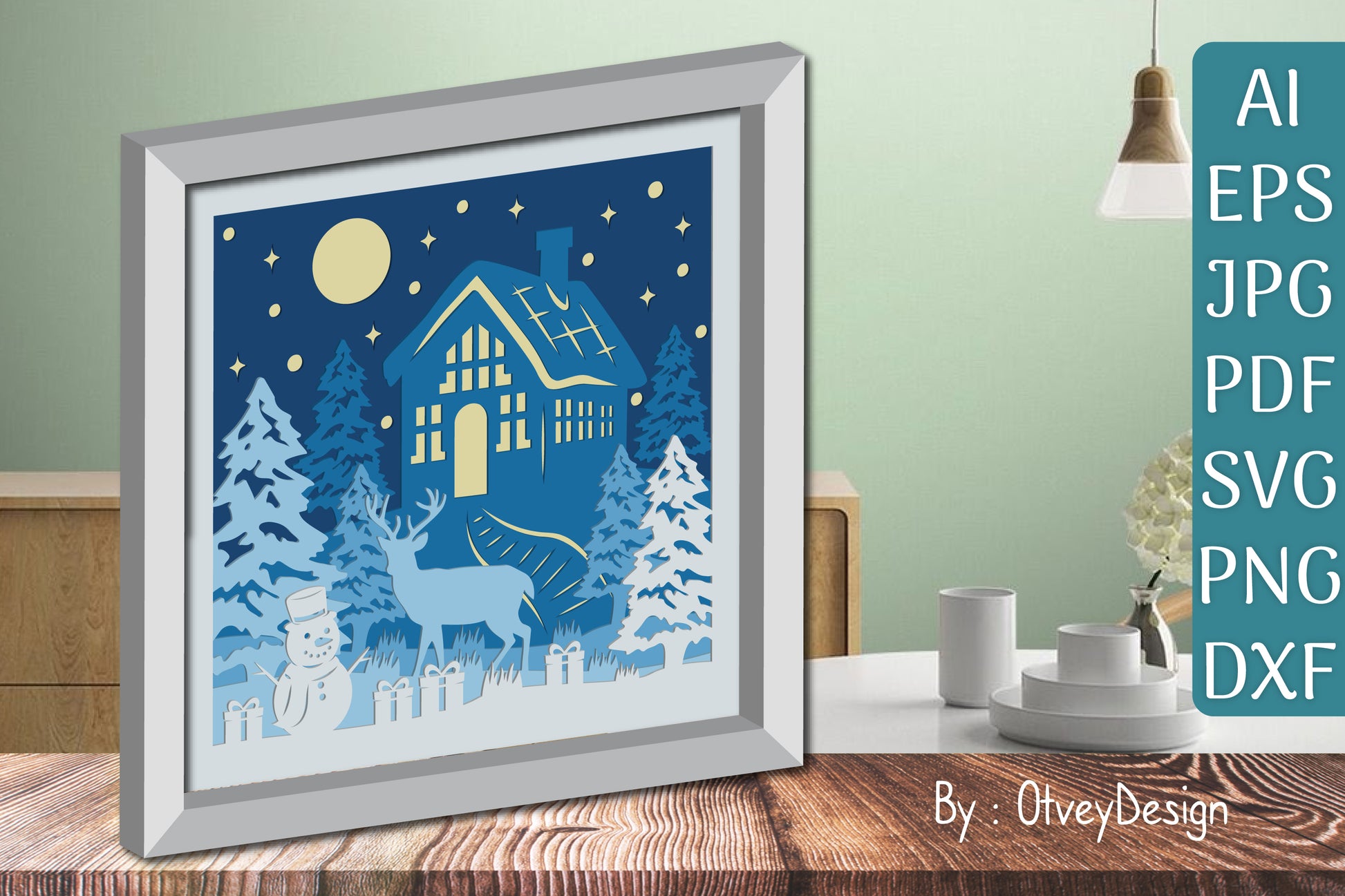 Christmas House Scene 3D Shadow Box SVG Bundle - CraftNest - Digital Crafting and Art