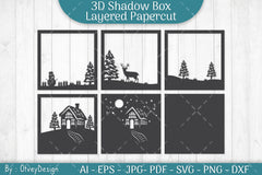 Christmas House Scene 3D Shadow Box SVG Bundle - CraftNest - Digital Crafting and Art