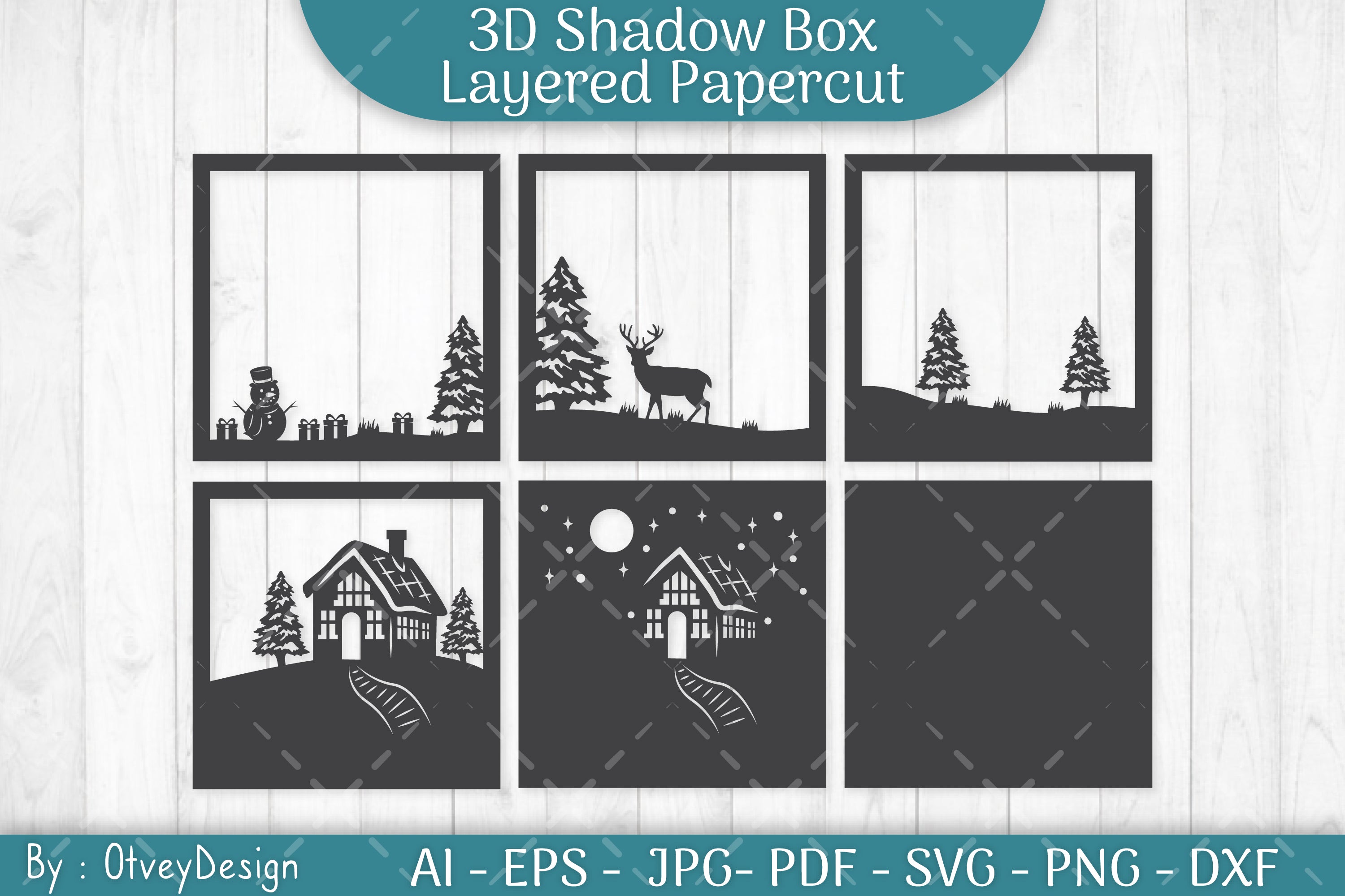 Christmas House Scene 3D Shadow Box SVG Bundle - CraftNest - Digital Crafting and Art