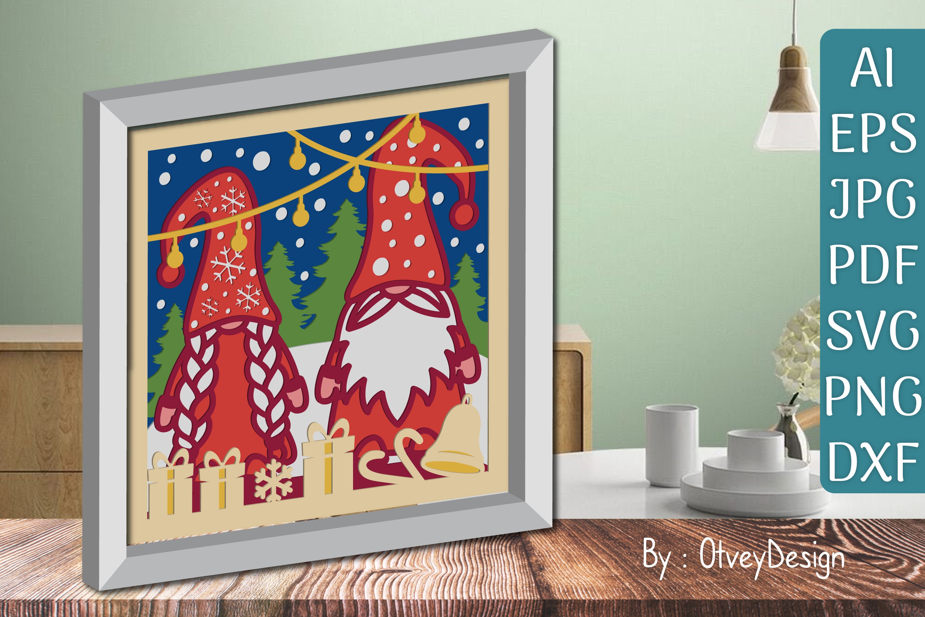 Christmas Gnome 3D Shadow Box Papercut SVG Bundle - CraftNest - Digital Crafting and Art