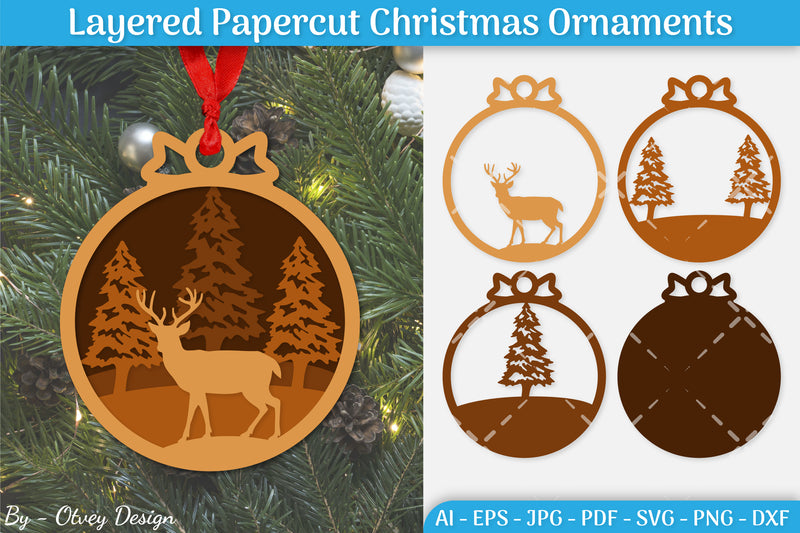 Christmas Ornament Layered SVG Bundle 8 - CraftNest - Digital Crafting and Art