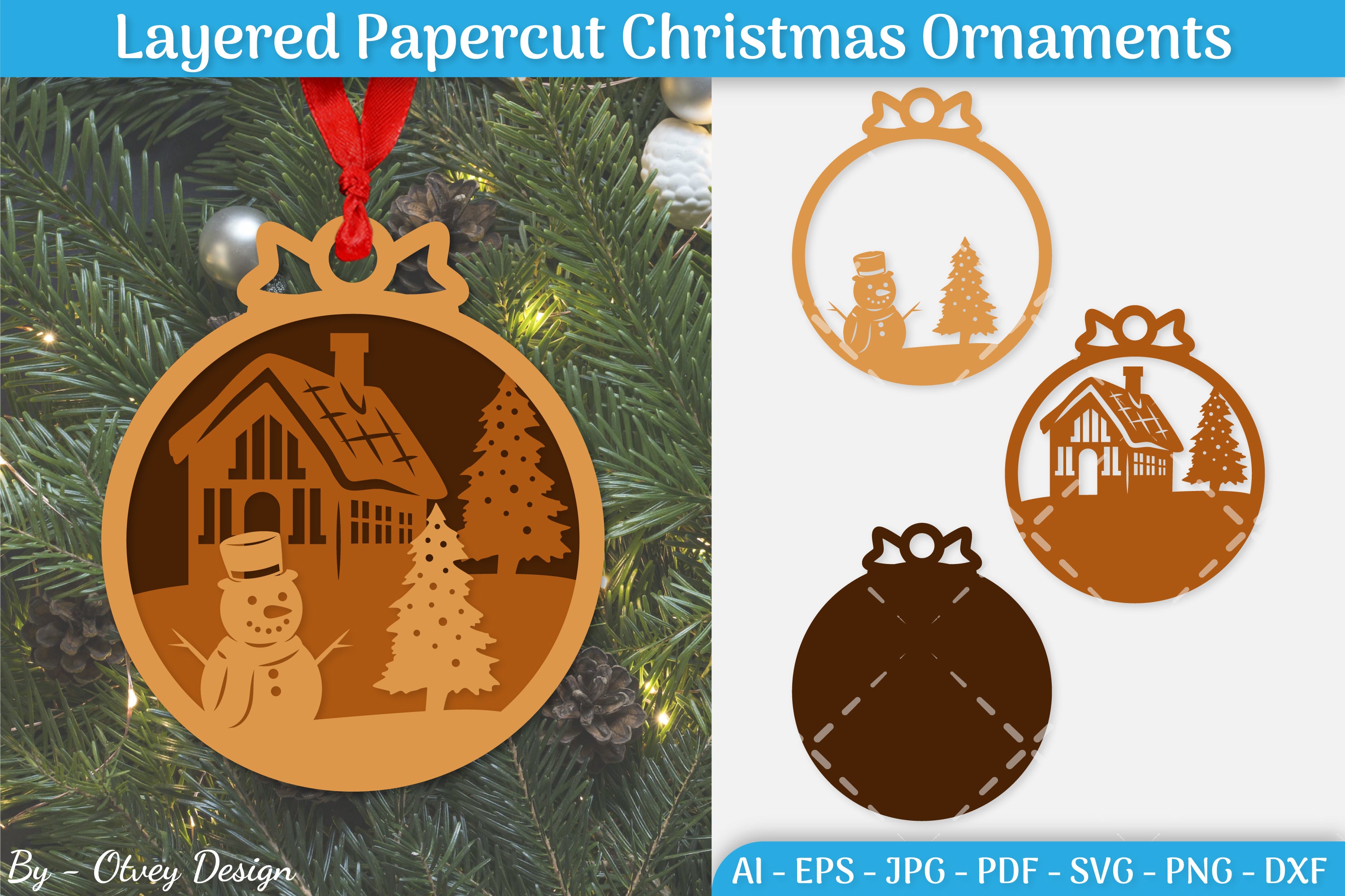 Christmas Ornament Multilayered SVG Bundle 8 - CraftNest - Digital Crafting and Art