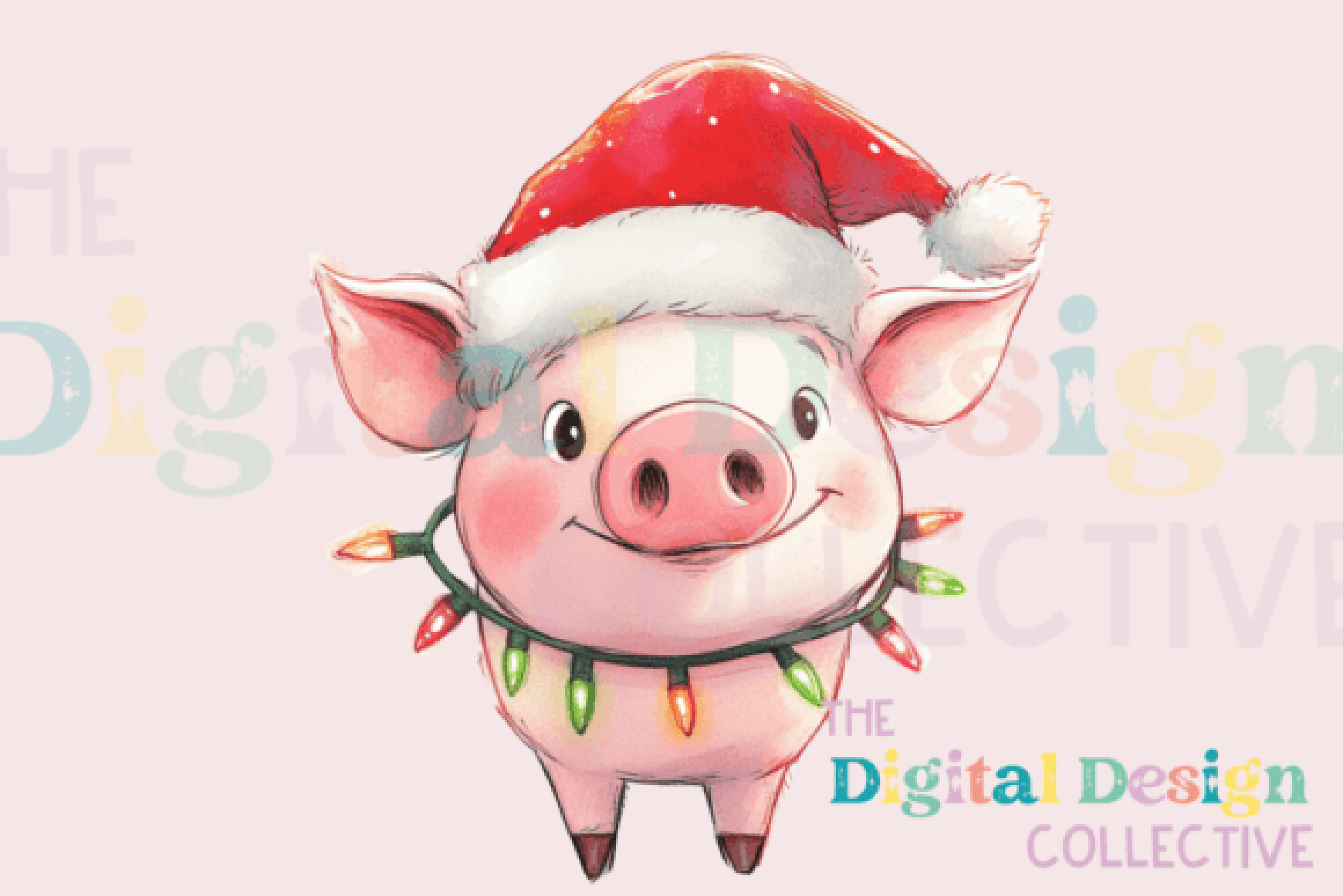 Christmas Pig Clipart Bundle