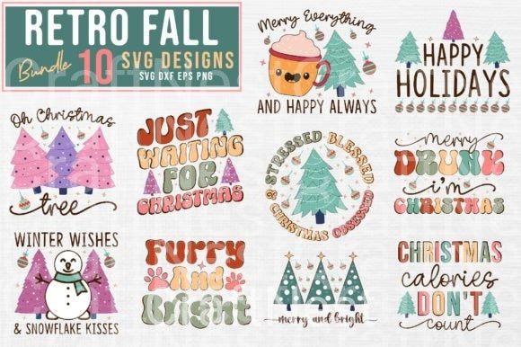 Christmas Retro Bundle3 Bundle - CraftNest - Digital Crafting and Art