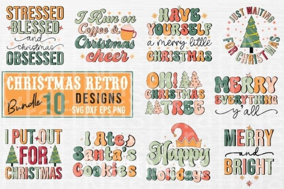 Christmas Retro Bundle6 Bundle - CraftNest - Digital Crafting and Art