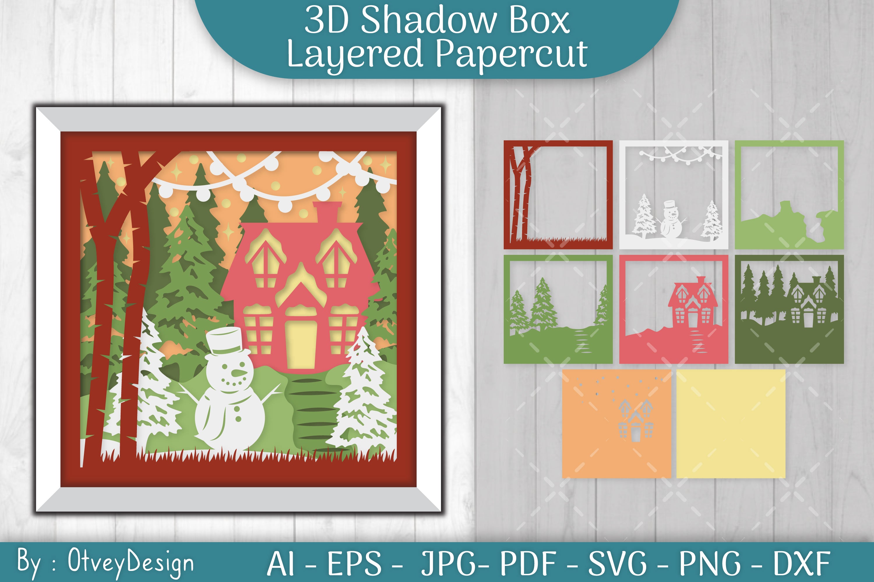 Christmas Scene 3D Shadow Box SVG Bundle - CraftNest - Digital Crafting and Art