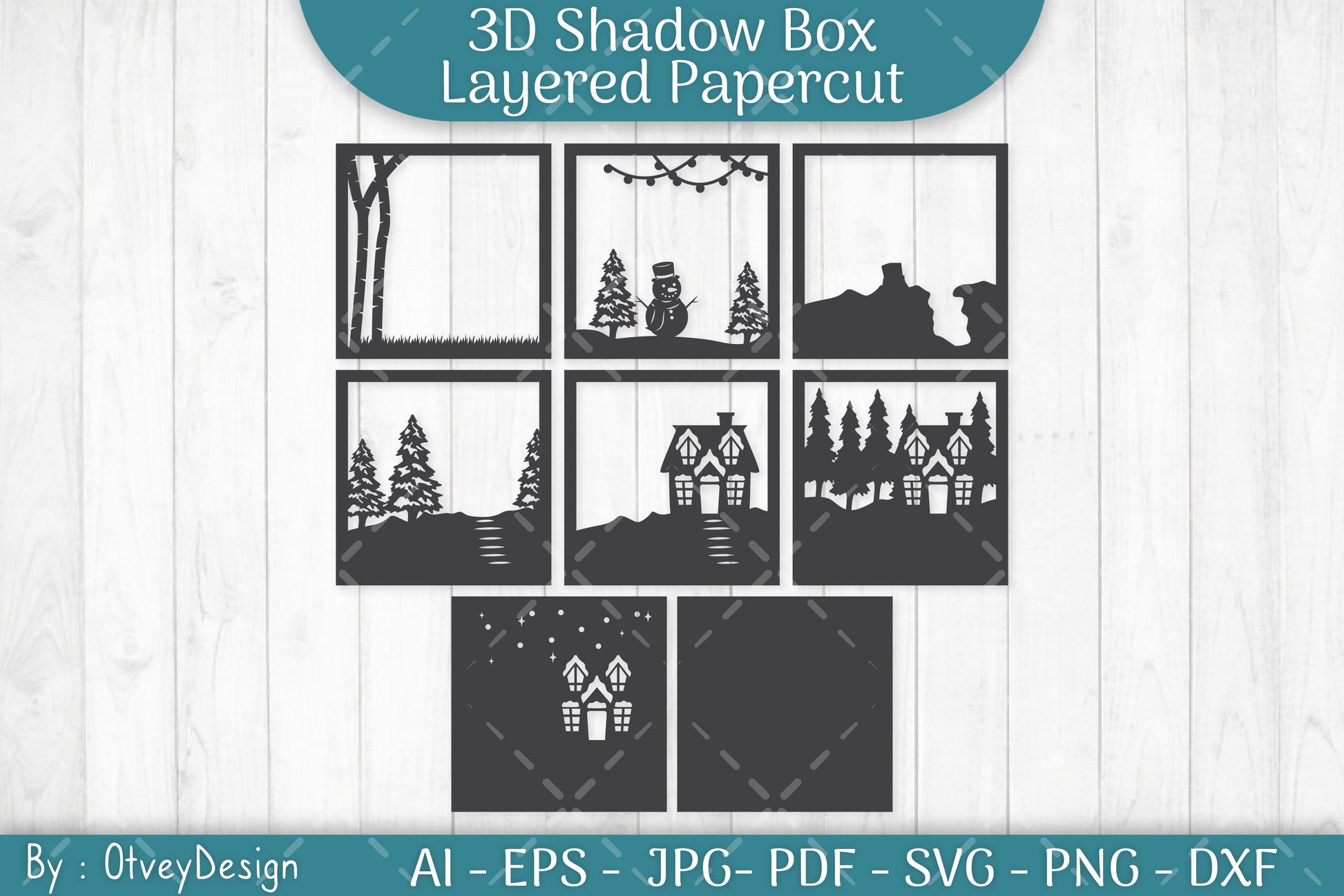 Christmas Scene 3D Shadow Box SVG Bundle - CraftNest - Digital Crafting and Art
