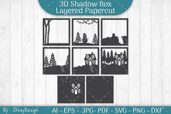 Christmas Scene 3D Shadow Box SVG Bundle - CraftNest - Digital Crafting and Art