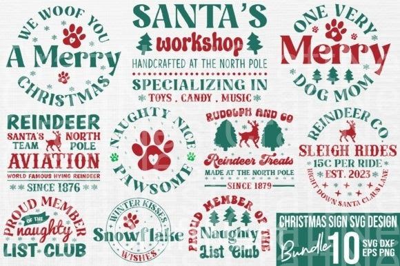 Christmas Sign Design Bundle - CraftNest - Digital Crafting and Art