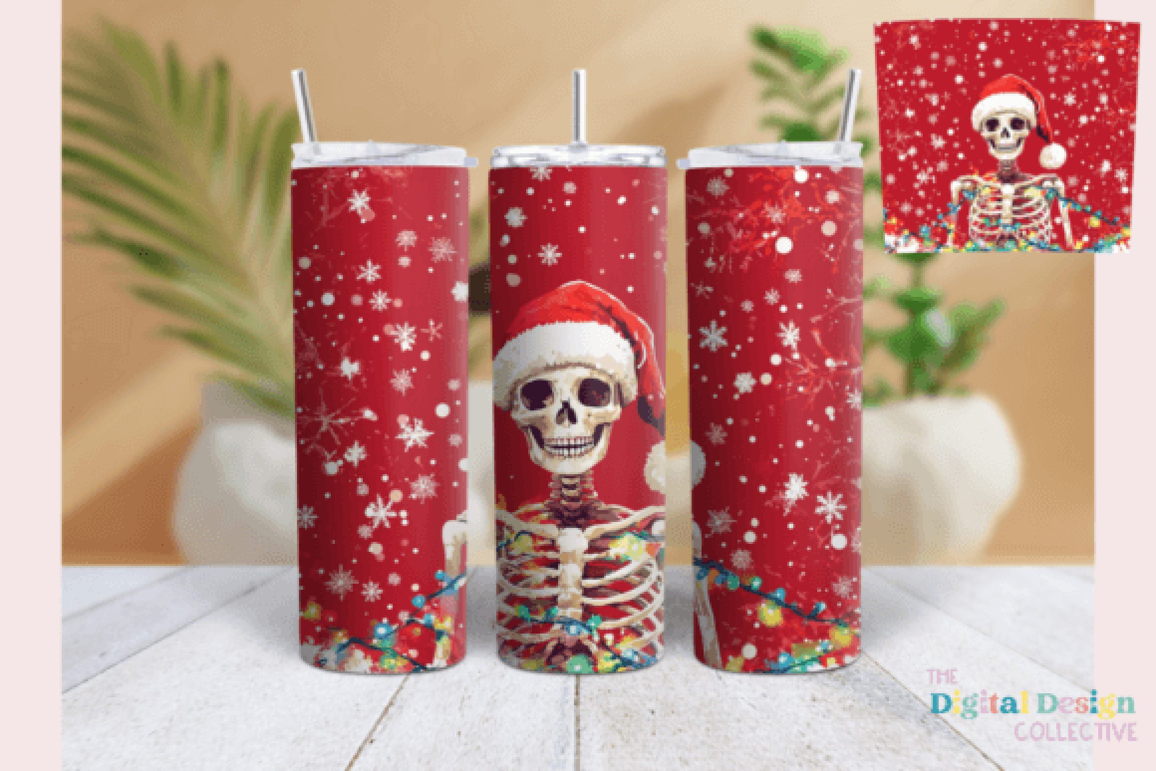 Festive Skeleton Christmas Tumbler Wrap Bundle
