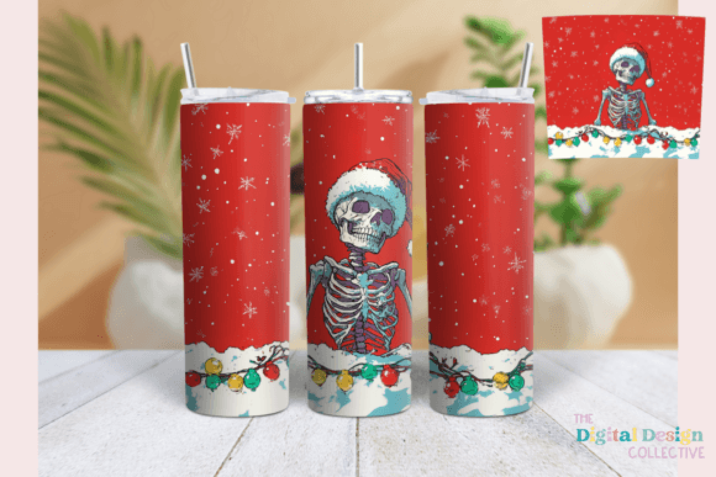 Festive Christmas Skeleton Tumbler Wrap Bundle