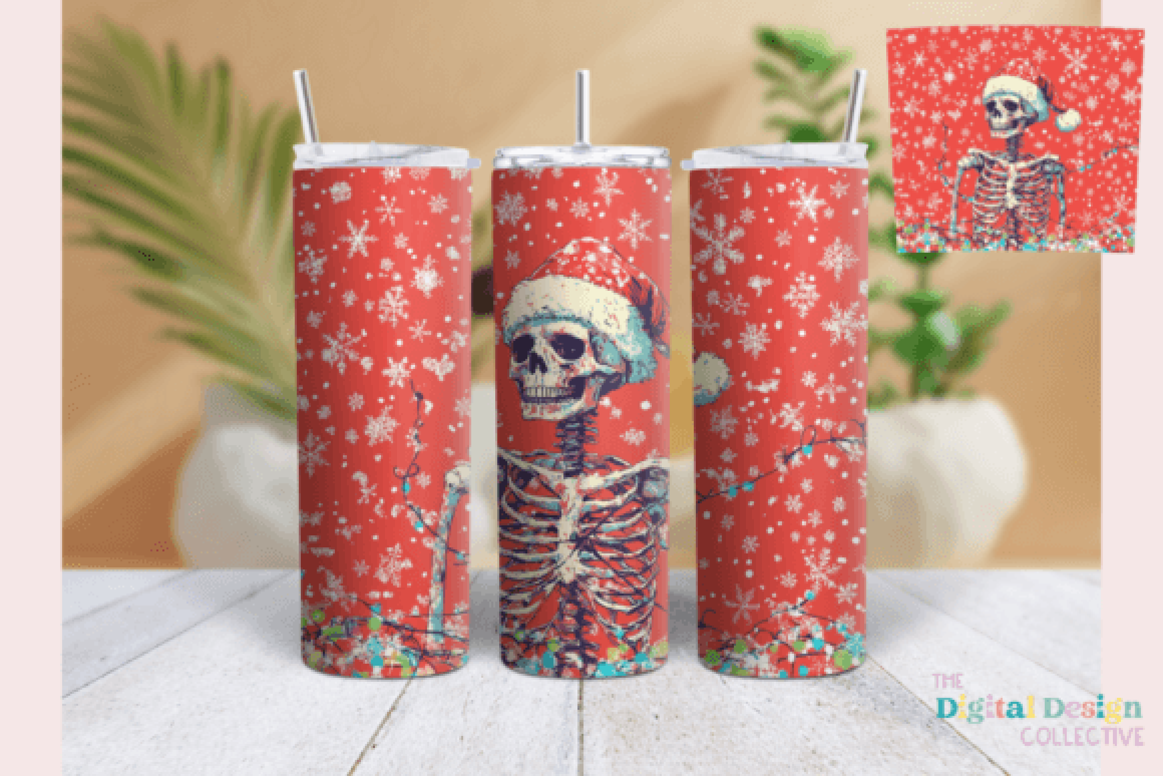 Festive Christmas Skeleton Tumbler Wrap Bundle