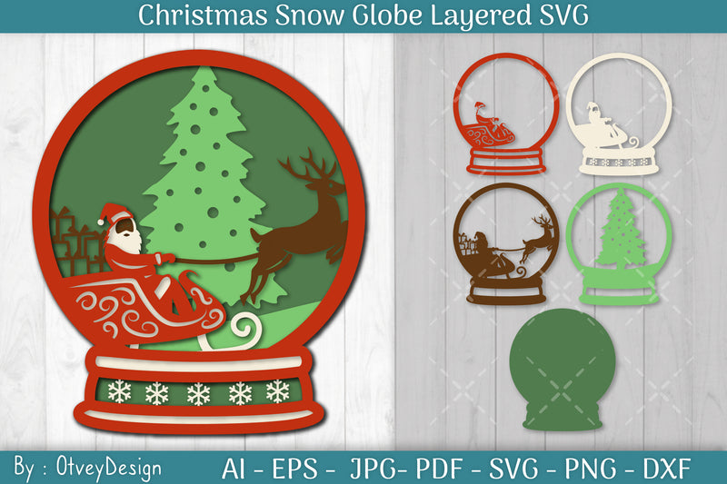 Christmas Snow Globe Layered SVG Bundle 2 - CraftNest - Digital Crafting and Art