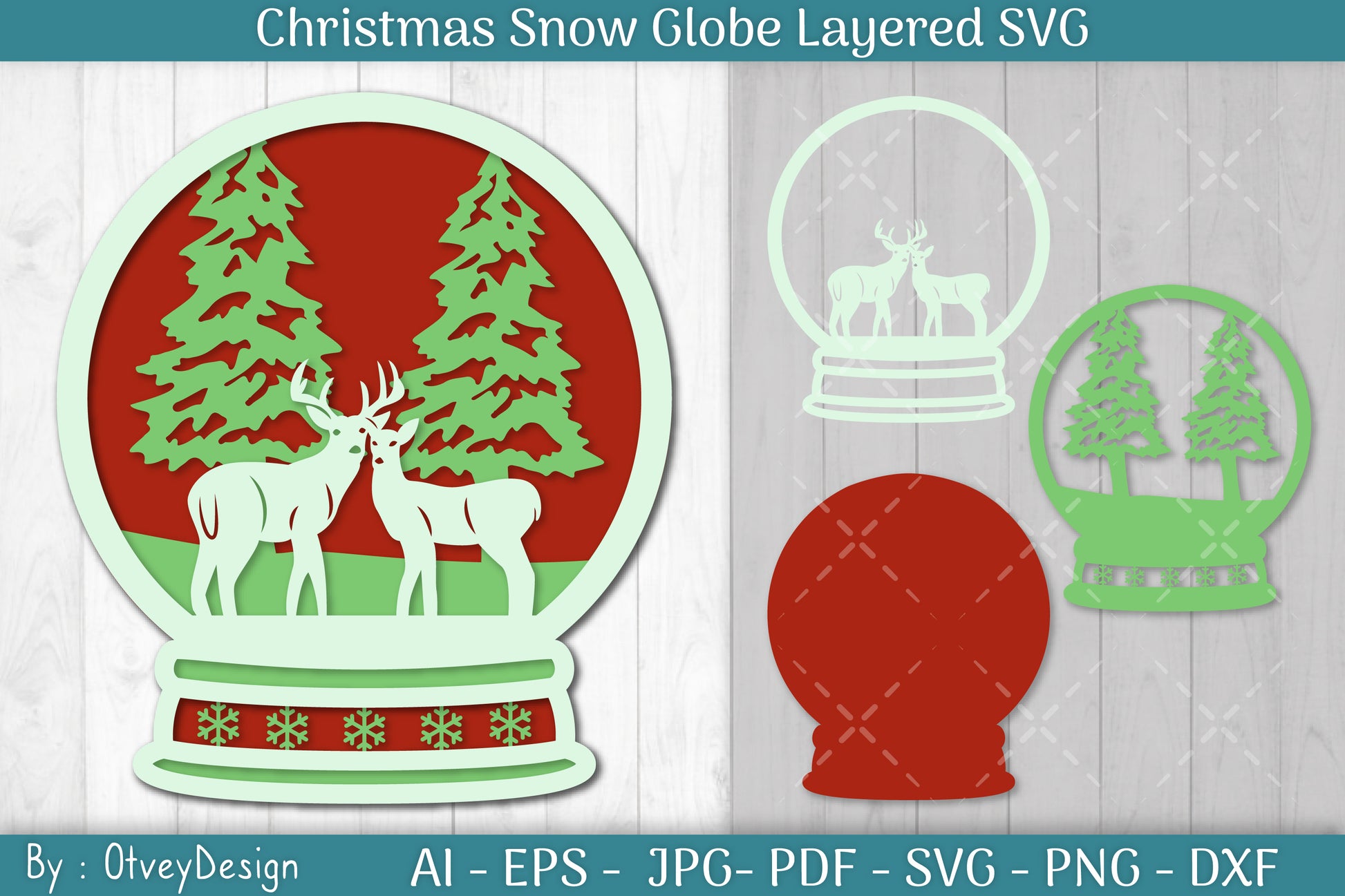 Christmas Snow Globe Layered SVG Bundle 1 - CraftNest - Digital Crafting and Art