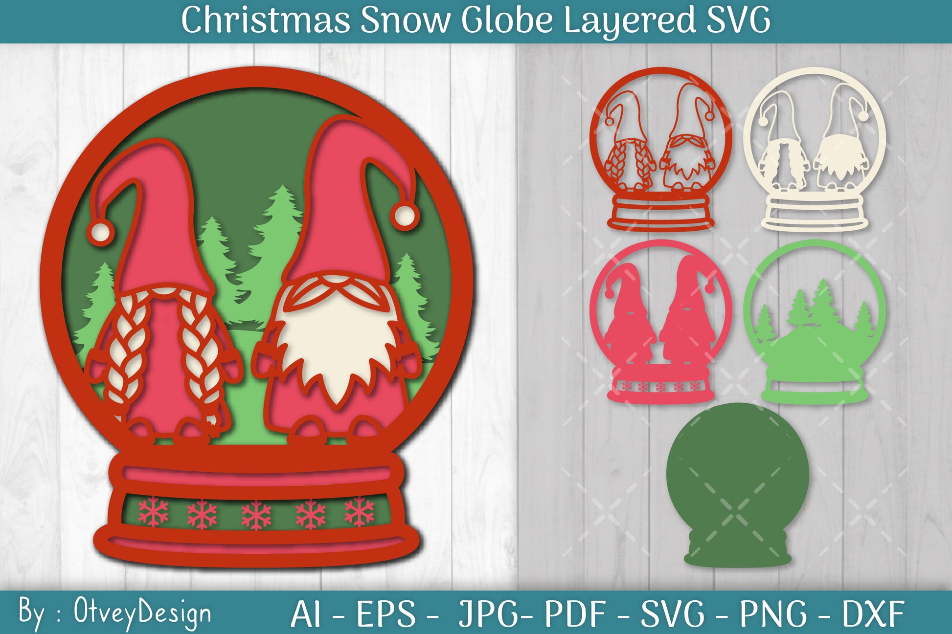 Christmas Snow Globe Layered SVG Bundle 4 - CraftNest - Digital Crafting and Art