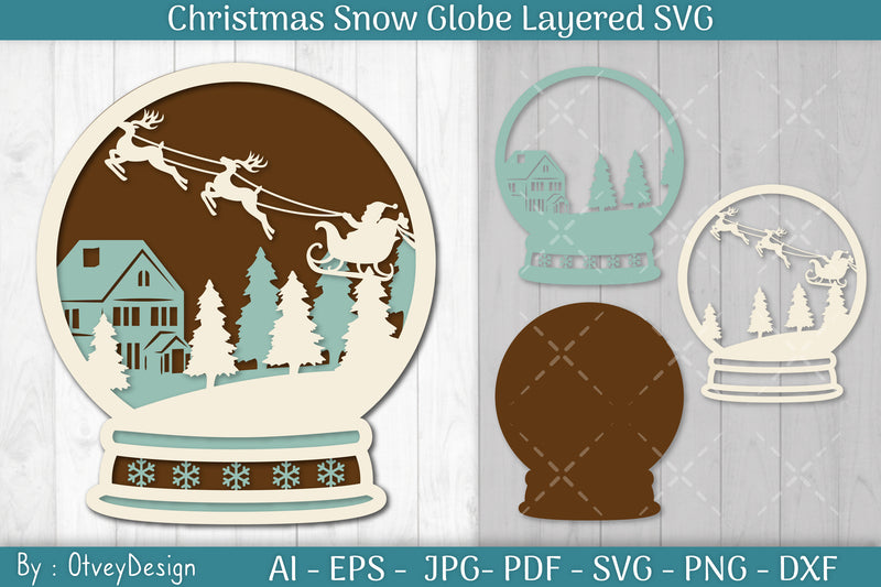 Christmas Snow Globe Layered SVG Bundle 6 - CraftNest - Digital Crafting and Art
