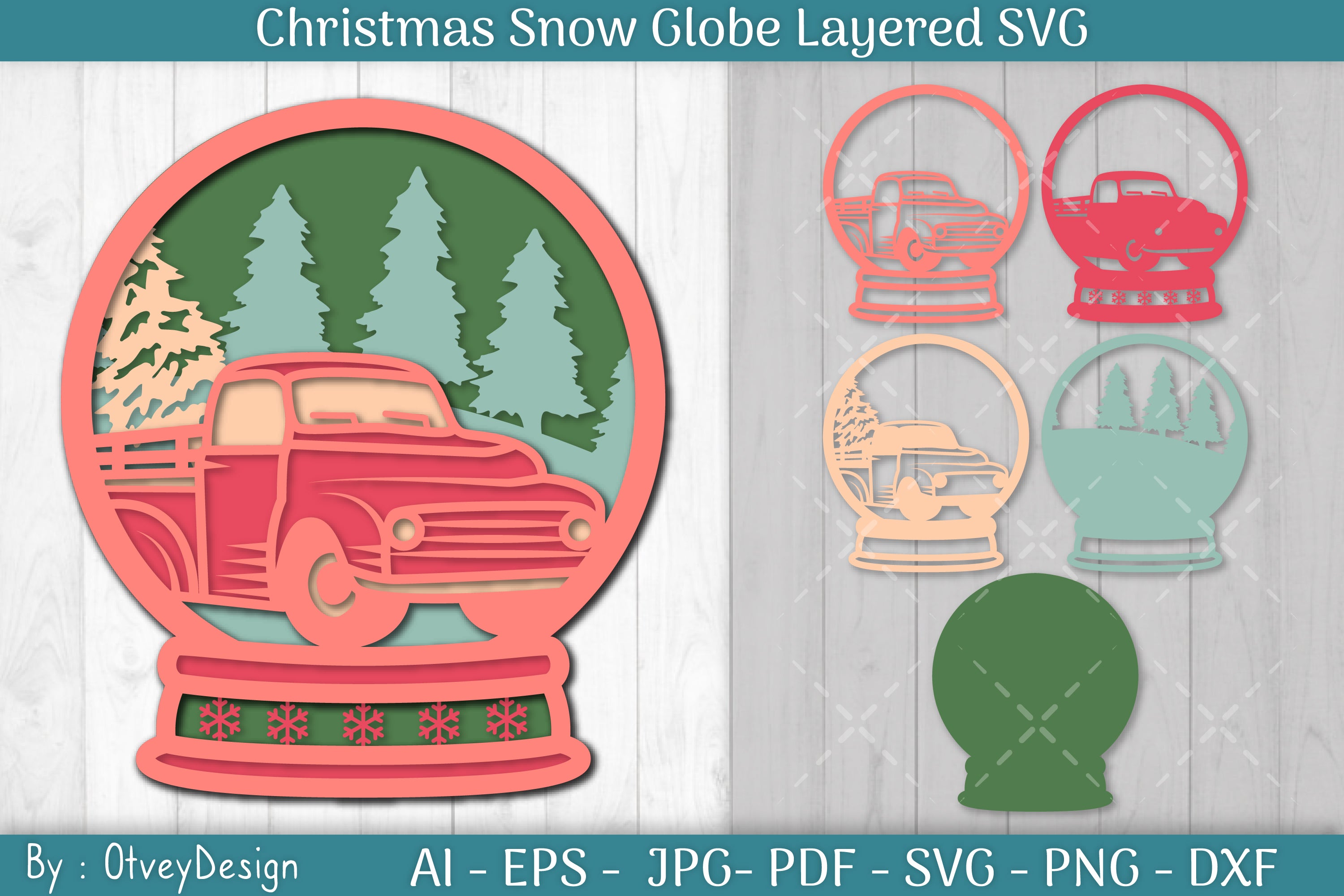 Christmas Snow Globe Layered SVG Bundle 7 - CraftNest - Digital Crafting and Art