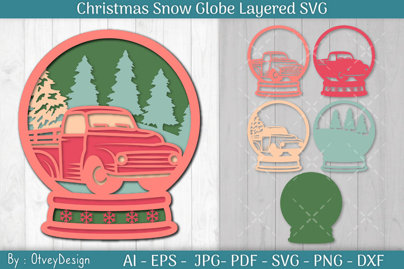 Christmas Snow Globe Layered SVG Bundle 7 - CraftNest - Digital Crafting and Art