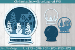 Christmas Snow Globe Layered SVG Bundle 10 - CraftNest - Digital Crafting and Art