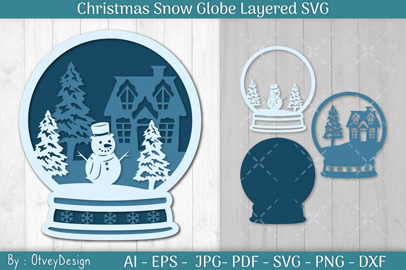 Christmas Snow Globe Layered SVG Bundle 10 - CraftNest - Digital Crafting and Art