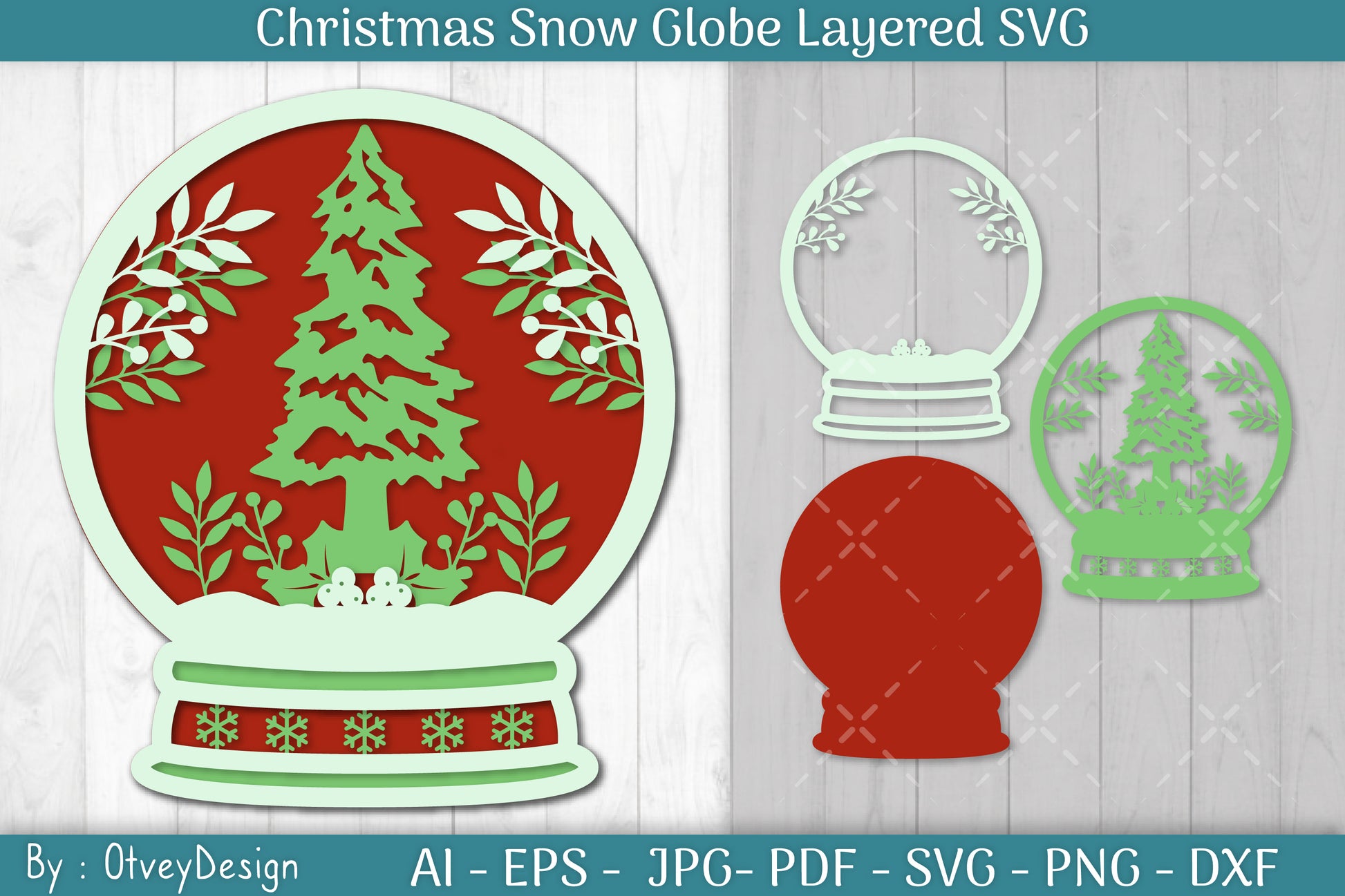 Christmas Snow Globe Layered SVG Bundle 11 - CraftNest - Digital Crafting and Art