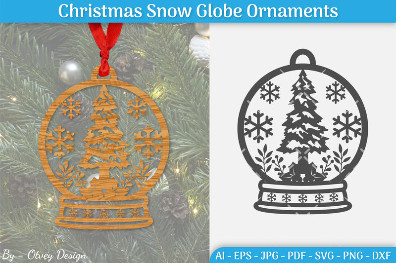 Christmas Snow Globe Ornament SVG Bundle 4 - CraftNest - Digital Crafting and Art