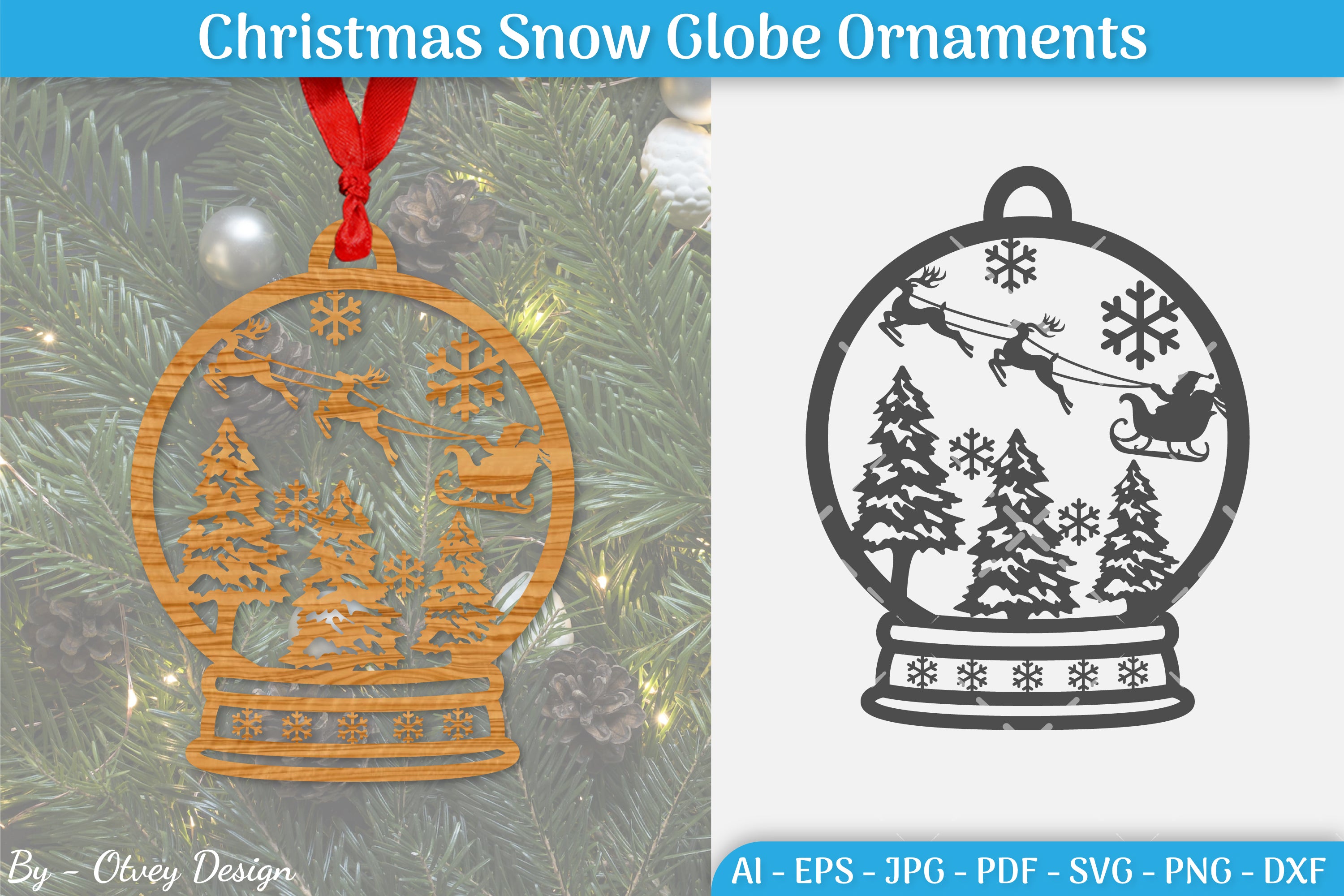 Christmas Snow Globe Ornament SVG Bundle 14 - CraftNest - Digital Crafting and Art