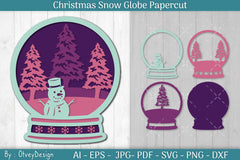 Christmas Snow Globe Papercut SVG Bundle 2 - CraftNest - Digital Crafting and Art