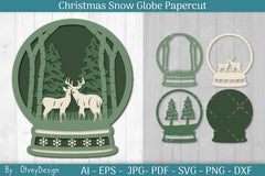 Christmas Snow Globe Papercut SVG Bundle 1 - CraftNest - Digital Crafting and Art