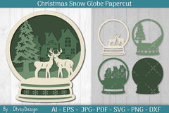 Christmas Snow Globe Papercut SVG Bundle 3 - CraftNest - Digital Crafting and Art