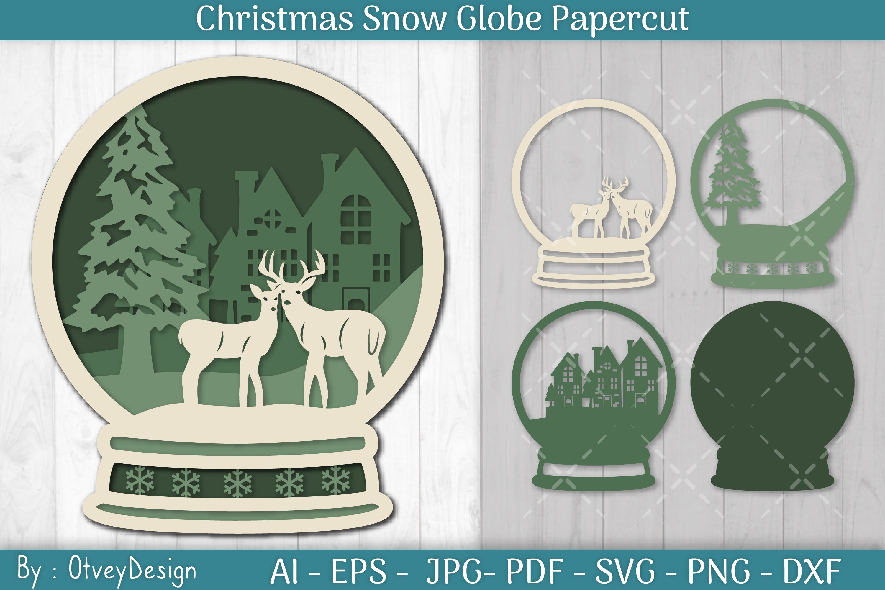 Christmas Snow Globe Papercut SVG Bundle 3 - CraftNest - Digital Crafting and Art