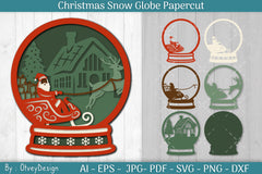 Christmas Snow Globe Papercut SVG Bundle 4 - CraftNest - Digital Crafting and Art
