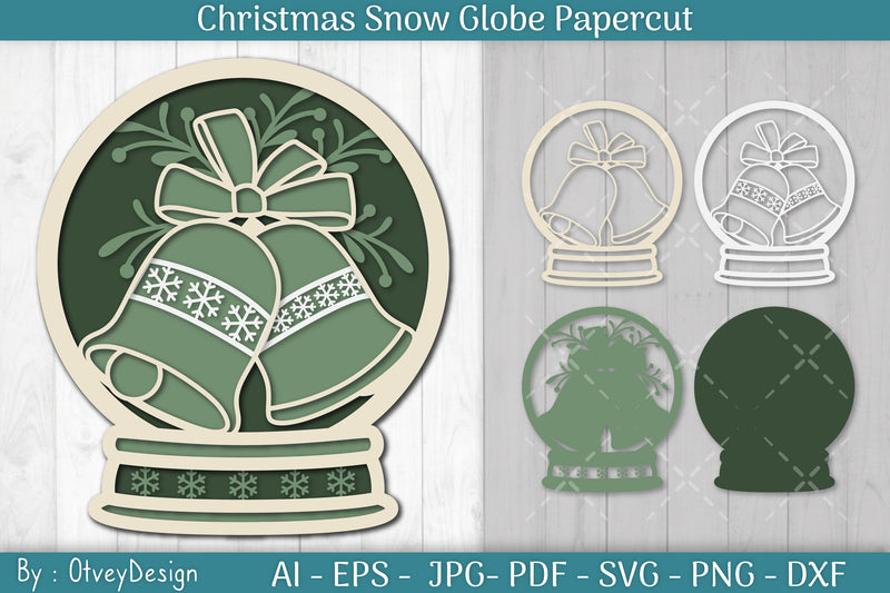 Christmas Snow Globe Papercut SVG Bundle 5 - CraftNest - Digital Crafting and Art