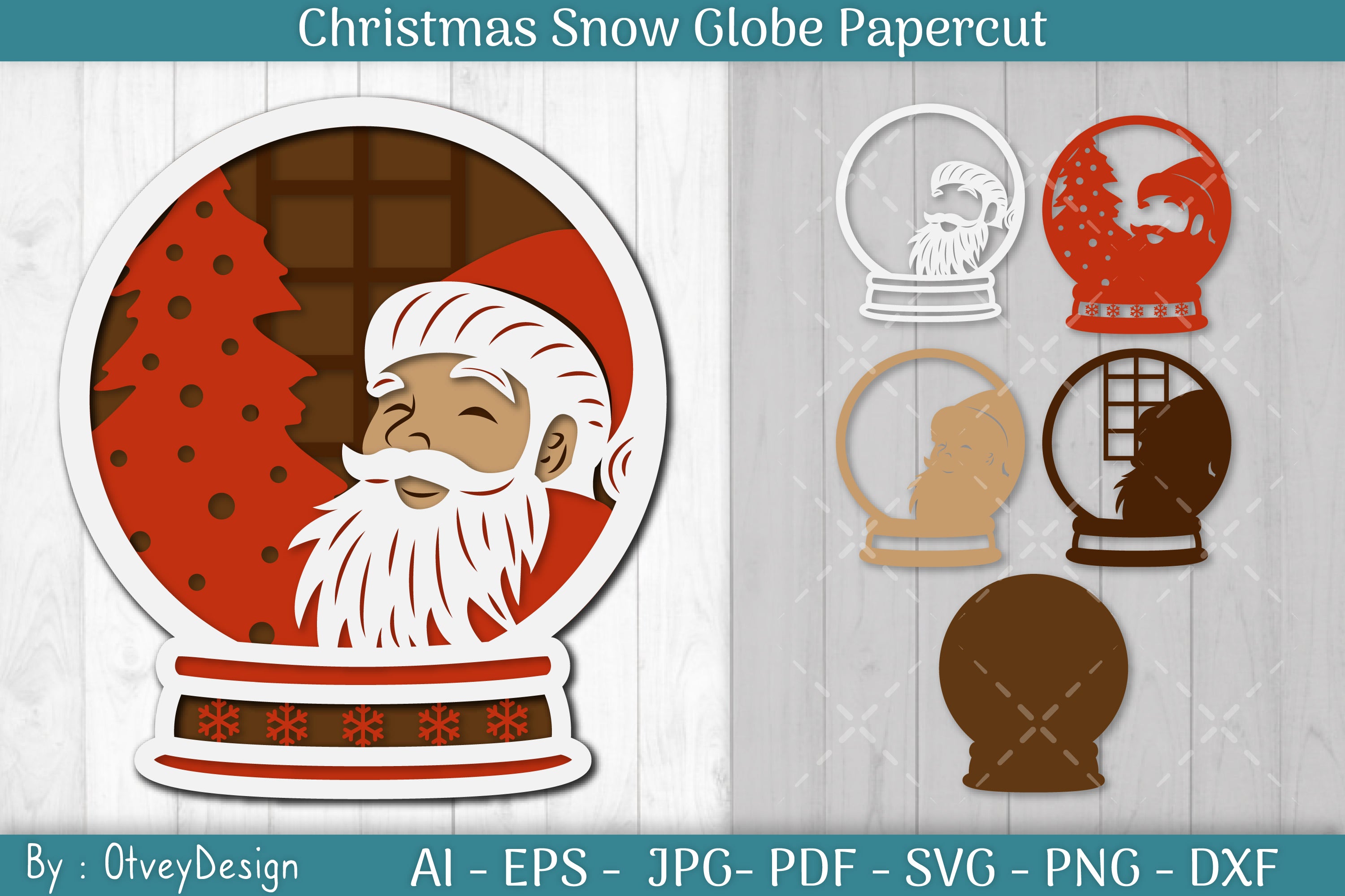 Christmas Snow Globe Papercut SVG Bundle 6 - CraftNest - Digital Crafting and Art
