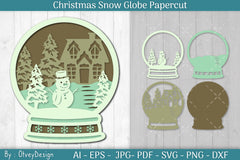 Christmas Snow Globe Papercut SVG Bundle 10 - CraftNest - Digital Crafting and Art
