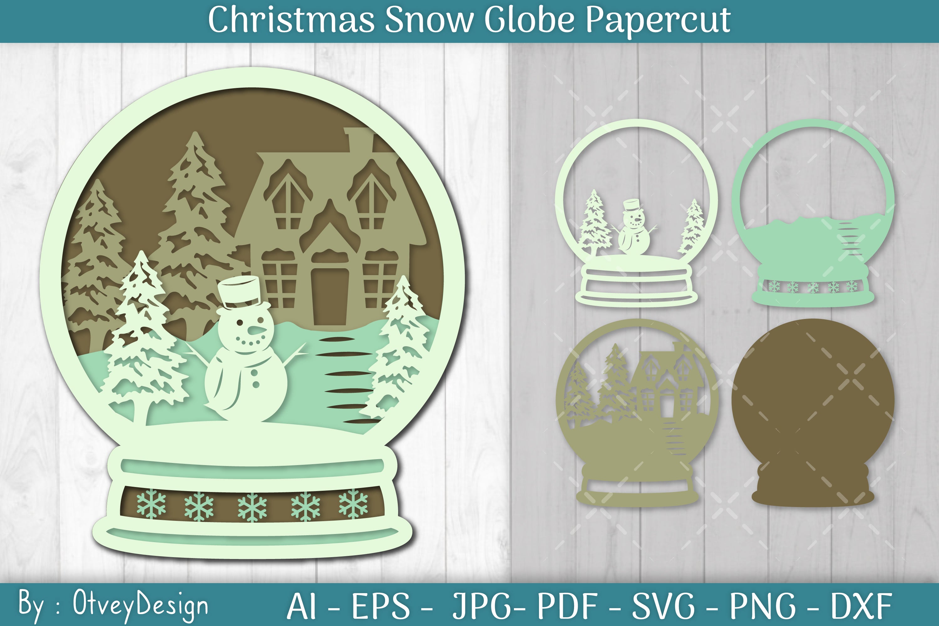 Christmas Snow Globe Papercut SVG Bundle 10 - CraftNest - Digital Crafting and Art