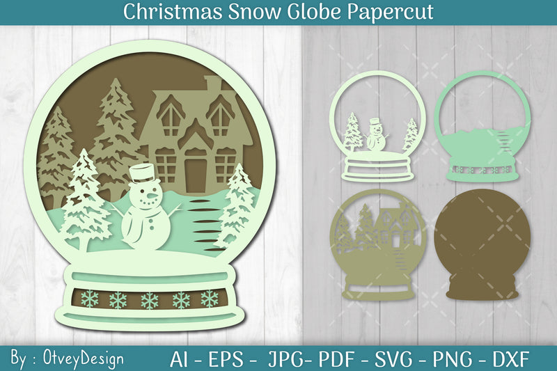 Christmas Snow Globe Papercut SVG Bundle 10 - CraftNest - Digital Crafting and Art