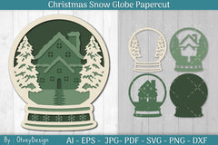 Christmas Snow Globe Papercut SVG Bundle - CraftNest - Digital Crafting and Art