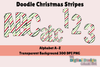 Christmas Stripes Doodle Letters Alpha Clipart Bundle