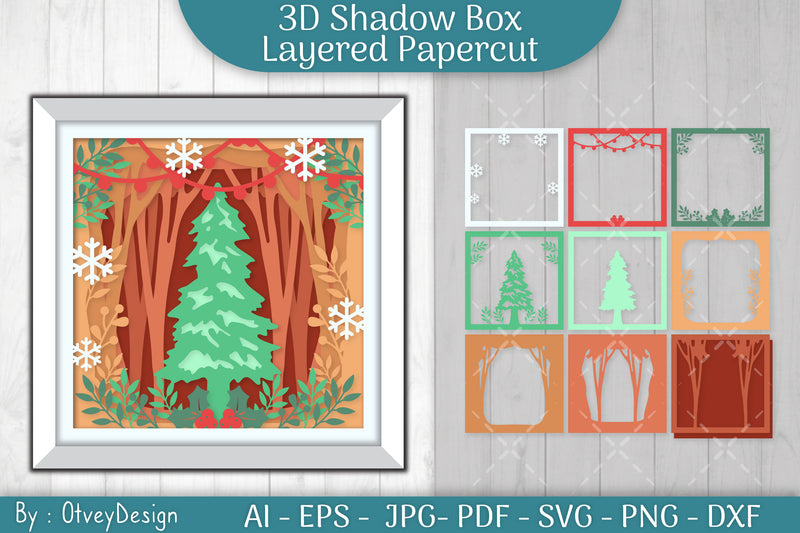 Christmas Tree 3D Shadow Box SVG Bundle - CraftNest - Digital Crafting and Art
